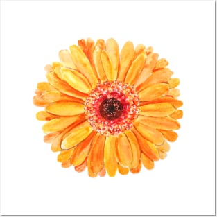 one orange gerbera watercolor Posters and Art